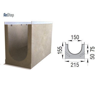 Бетонный лоток ЛВК М Light 150 № 0