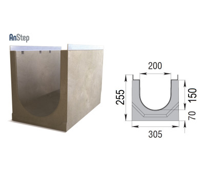 Лоток бетонный ЛВК М Light 200 № 0/010
