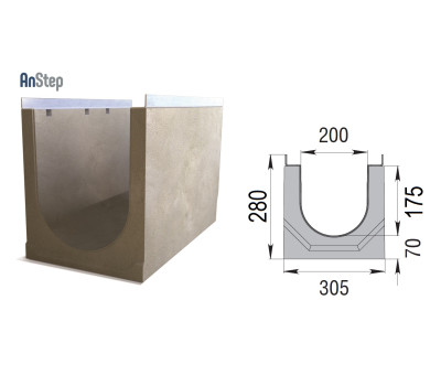 Лоток бетонный ЛВК М Light 200 № 0/015