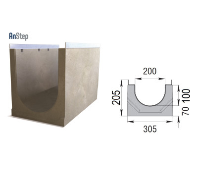 Лоток бетонный ЛВК М Light 200 № 0