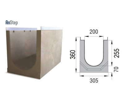 Лоток бетонный ЛВК М Light 200 № 10/0