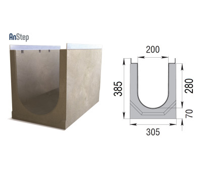 Лоток бетонный ЛВК М Light 200 № 15/0
