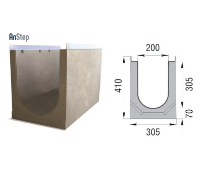 Лоток бетонный ЛВК М Light 200 № 20/0
